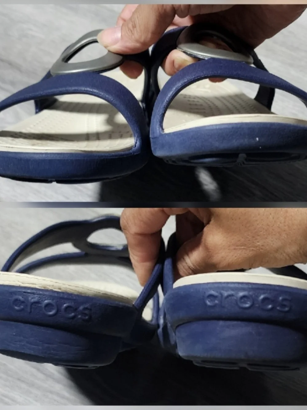 Crocs Sanrah Beveled Circle Navy Blue Slide Sandals Womens Size 8